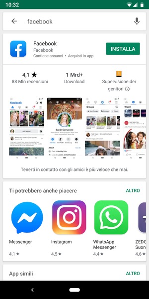 Seleziona l'applicazione