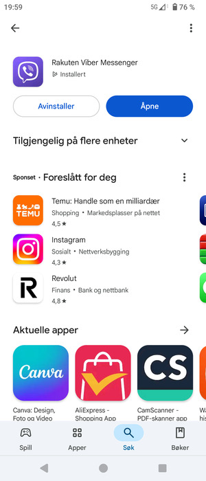 Velg Åpne