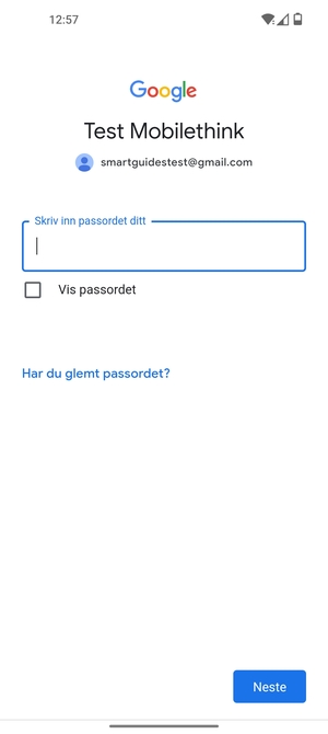 Skriv inn passord og velg Neste