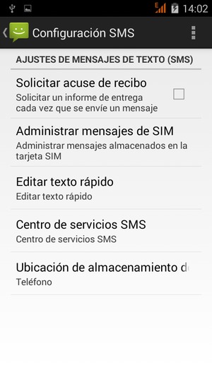Seleccione Centro de servicios SMS