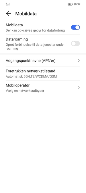 Vælg Adgangspunktnavne (APN'er)
