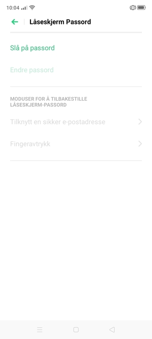 Velg Slå på passord