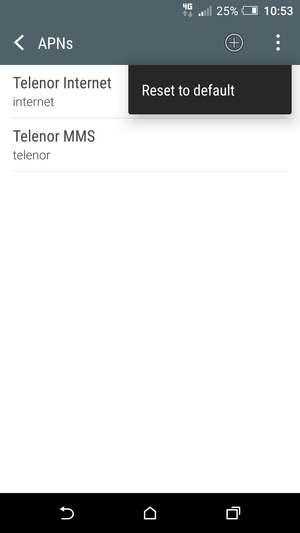 Select Reset to default