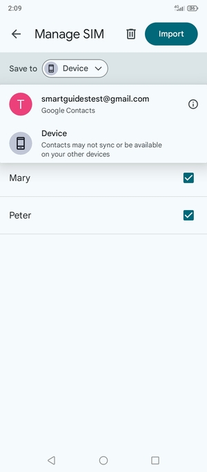 Select your  Google account