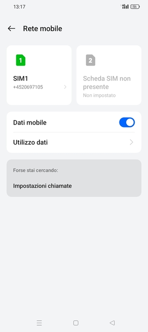 Seleziona SIM1 o SIM2
