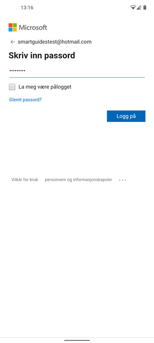 Skriv inn passord og velg Logg på