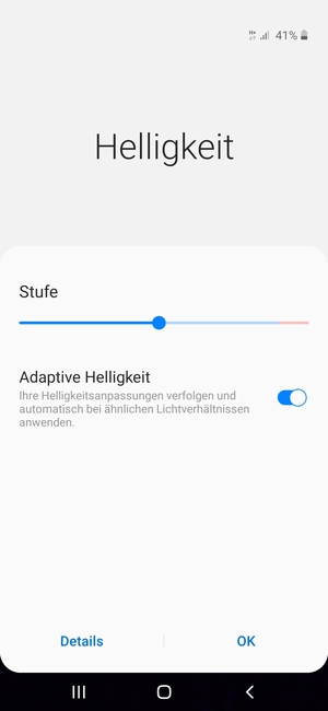 Schalten Sie Adaptive Helligkeit ein und wählen Sie OK