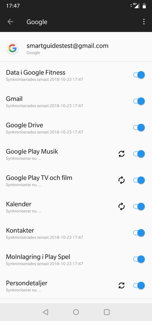 Din information kommer att synkroniseras