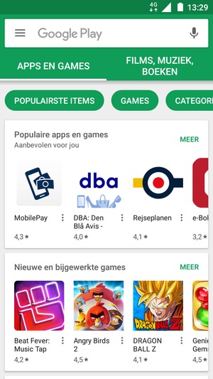 Selecteer de zoekbalk