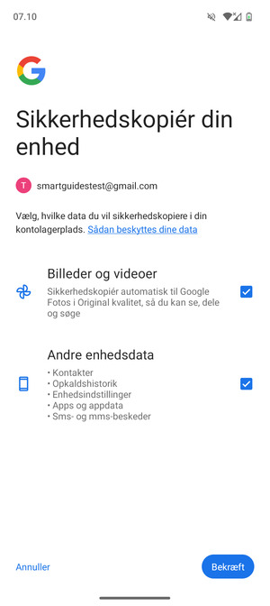 Vælg dine foretrukne muligheder og vælg Bekræft