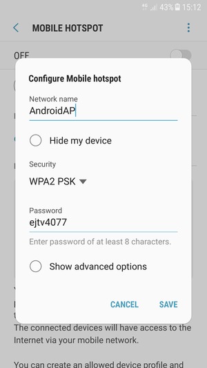 Enter a password of at least 8 characters and select SAVE