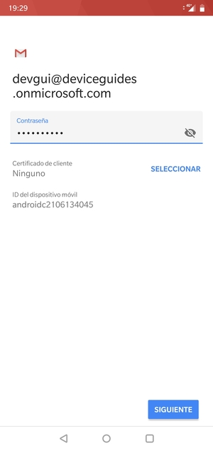 Introduzca su contraseña y seleccione SIGUIENTE
