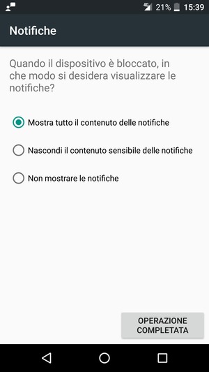 Seleziona la tua opzione preferita e poi FINE / OPERAZIONE COMPLETATA