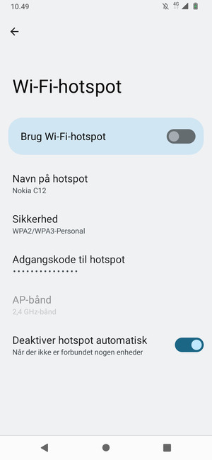 Vælg Adgangskode til hotspot