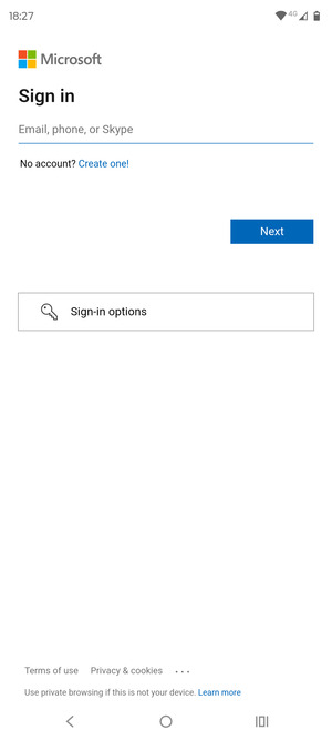Enter your Email address and select Next