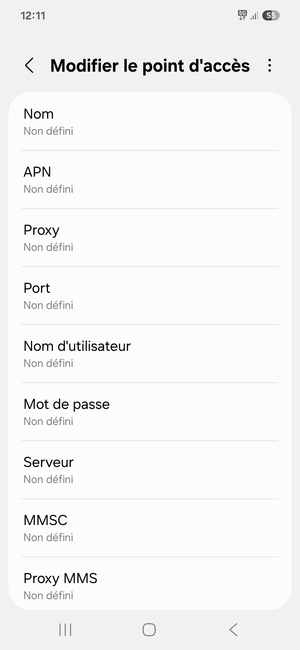 Saisissez les informations Internet