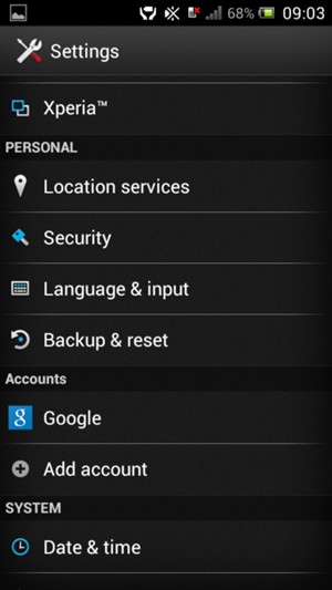 Select Backup & reset