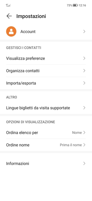 Seleziona Importa/esporta