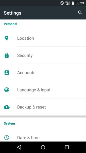 Scroll to and select Security