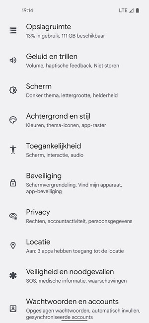 Scroll naar en selecteer Beveiliging
