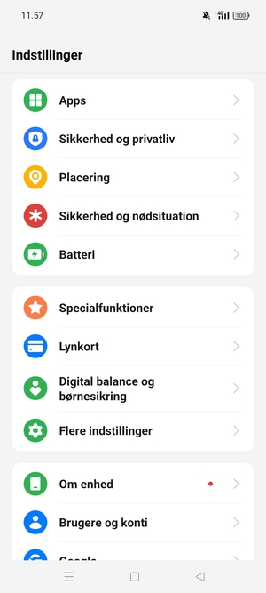 Scroll til og vælg Sikkerhed og privatliv