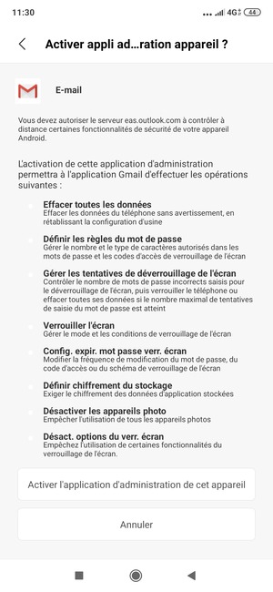 Sélectionnez Activer l'application d'administration de cet appareil
