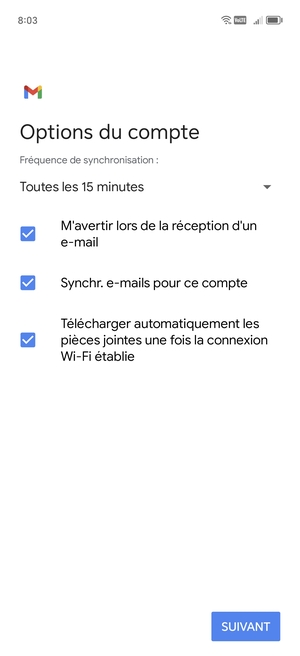 Sélectionnez SUIVANT