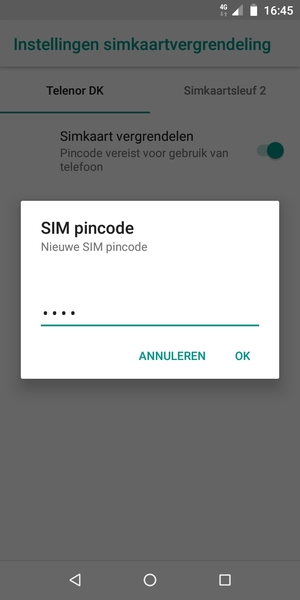 Voer uw Nieuwe SIM pincode in en selecteer OK