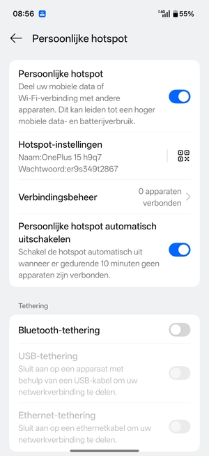 Uw telefoon is nu geïnstalleerd voor gebruik als modem