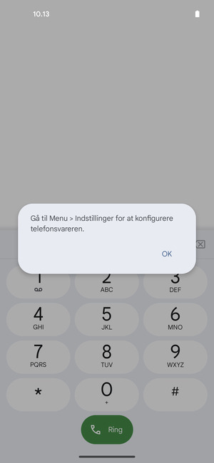 Hvis din telefonsvarer ikke er sat op, vælg OK