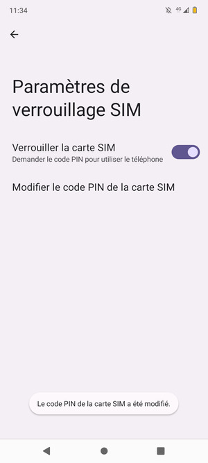 Votre PIN de la carte SIM a été modifié