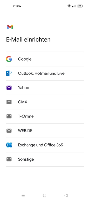 Wählen Sie Google