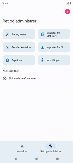Vælg Importér fra SIM-kort