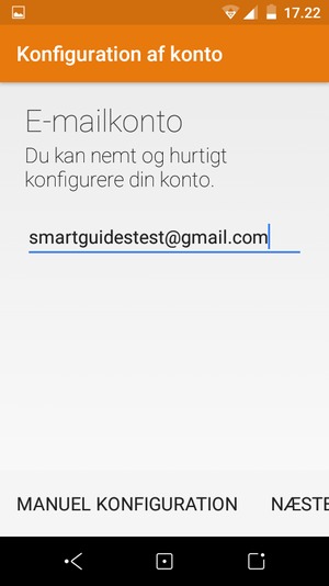 Indtast din Gmail eller Hotmail adresse og vælg NÆSTE