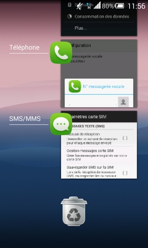 Sélectionnez l'icône Supprimer pour fermer toutes les applis en cours d'exécution