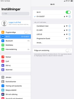 Du är nu ansluten till Wi-Fi nätverket