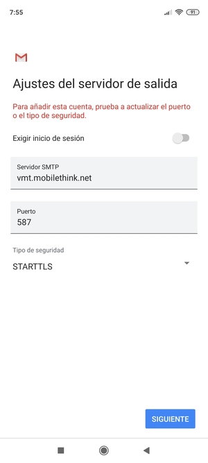 Seleccione Tipo de seguridad