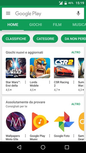 Seleziona la barra di ricerca