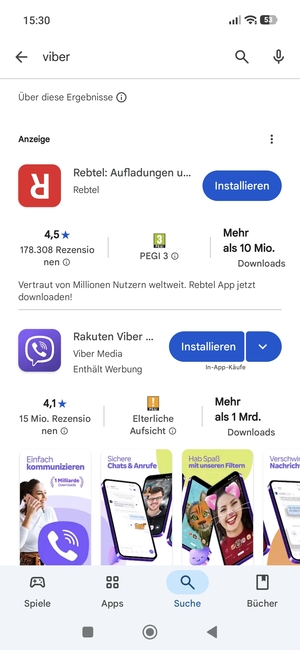 Wählen Sie die App