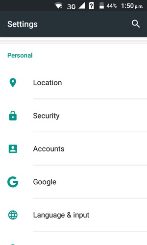 Scroll to and select Security