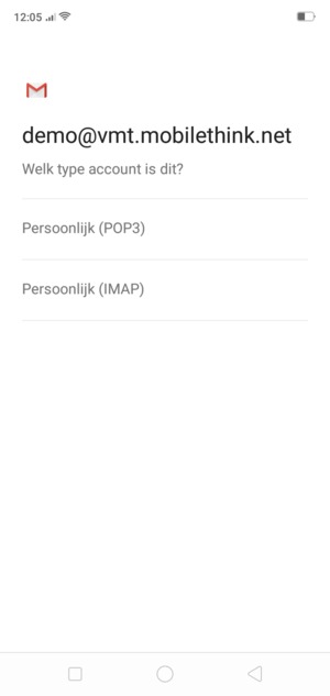 Selecteer Persoonlijk (POP3) of Persoonlijk (IMAP)