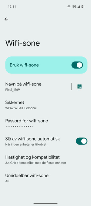 Telefonen din er konfigurert for bruk som et modem