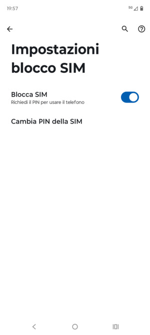 Seleziona Cambia PIN della SIM