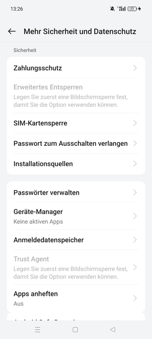 Wählen Sie  SIM-Kartensperre