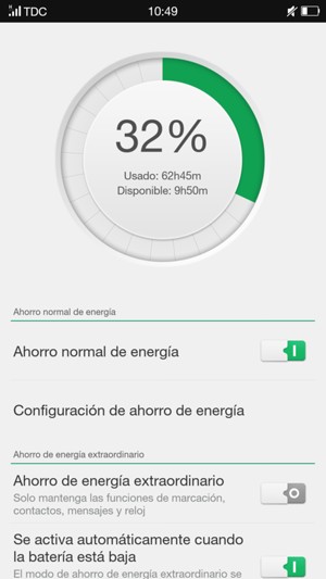 Seleccione Configuración de ahorro de energía