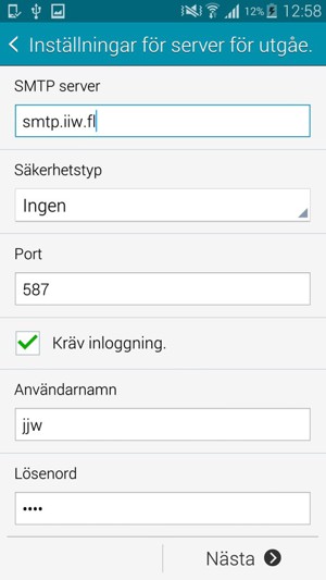 Ange utgående serveradress