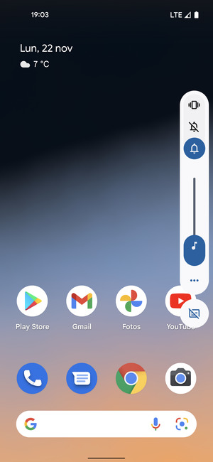 Seleccione Vibración para cambiar al modo de Vibración