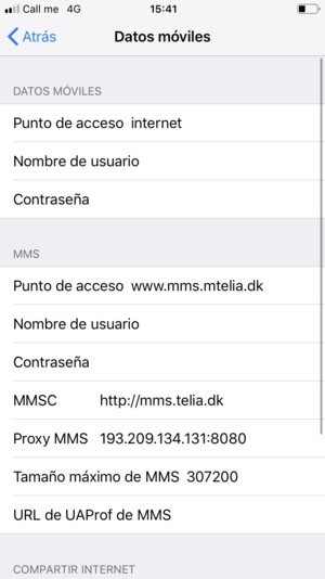 Introduzca la información de Internet