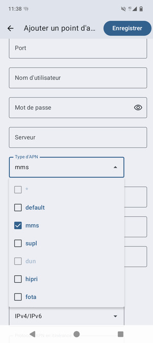 Cochez la case mms