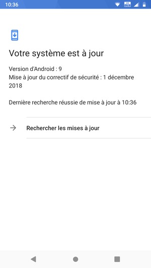 Si votre téléphone est à jour, vous verrez l'écran suivant